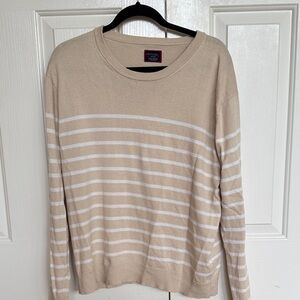 Untuckit Tan and White Striped Pullover